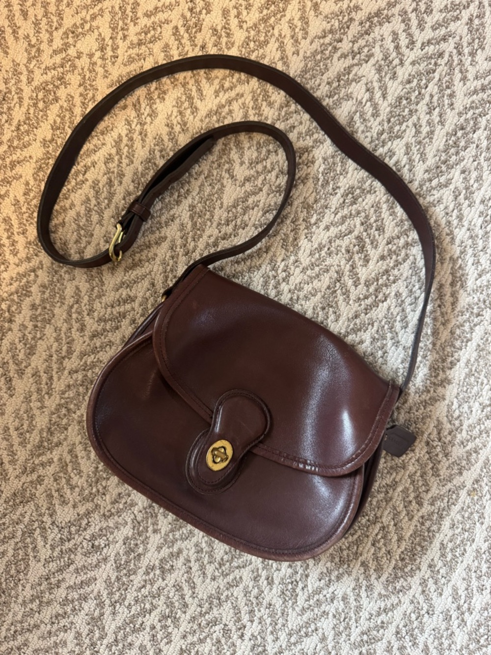 Coach Brown Leather Crossbody with Gold Turnlock